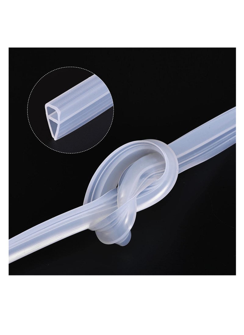 Excefore Glass Door Seal Strip Frameless Glass Shower Door Sweep Door Bottom Side/Corner Side Seal Strip Seal Rubber Stop Shower Leaks and Create a Water Barrier 10mm Thickness 5M Length U Type  - Image 3