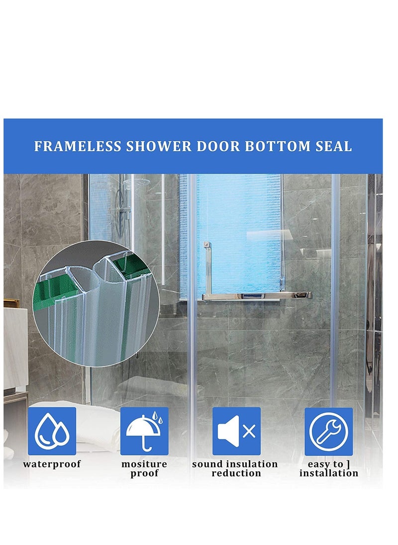 Excefore Glass Door Seal Strip Frameless Glass Shower Door Sweep Door Bottom Side/Corner Side Seal Strip Seal Rubber Stop Shower Leaks and Create a Water Barrier 10mm Thickness 5M Length U Type  - Image 4