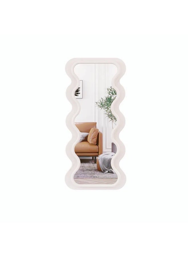 ايست من نون Velvet Framed Wave Shape Standing Full Length Mirror, HD Floor Standing Rounded, Living Room Entrance Dressing Clothes Mirror, L160 x W60 cm, Living Room - Image 3
