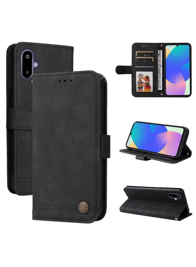 S-TOP Case For Samsung Galaxy F06 5G / M06 5G Skin Feel Life Tree Metal Button Leather Phone Case - Image 1