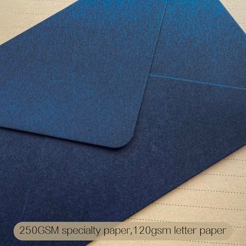 Tuhangcc Premium Velvet-Touch Stationery Set with Unique Design Colors - Best Paper and Elegant 4x6 Envelopes (24 Writing Sheets + 12 Envelopes) for Love Letters and Party Invitations(Blue) - Image 4