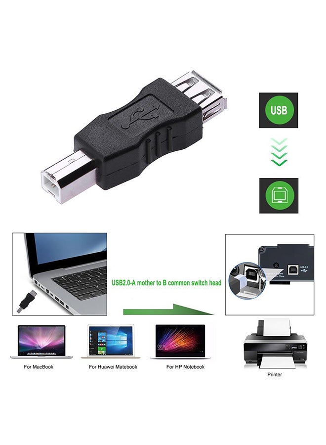 USB 2.0 A Female To B Male Adapter Connector AF To BM Converter For Printer Black - Image 2