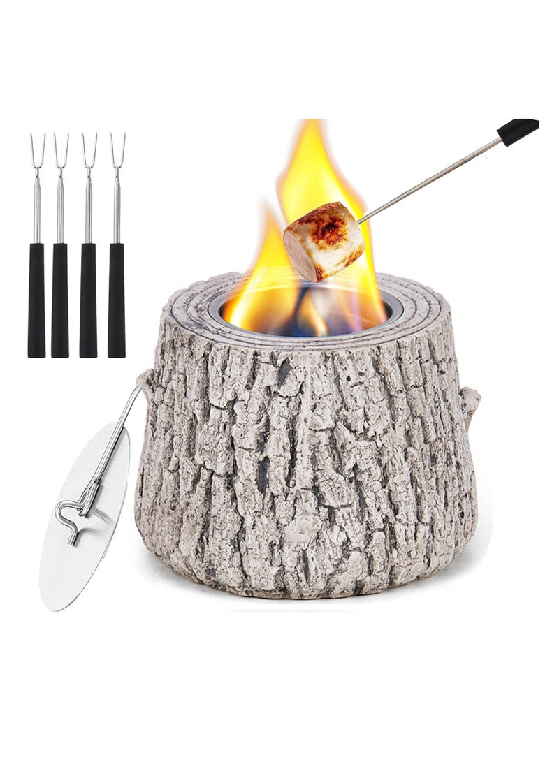 SOLARAE Tabletop Fire Pit Table Top Mini Fireplace, Portable Tree Stump Smores Maker, Smokeless & Odorless Firepit Bowl for Indoor, Outdoor, Camping, Outside, Garden, Patio, Decor Gift - Image 1