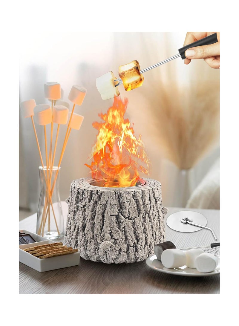 SOLARAE Tabletop Fire Pit Table Top Mini Fireplace, Portable Tree Stump Smores Maker, Smokeless & Odorless Firepit Bowl for Indoor, Outdoor, Camping, Outside, Garden, Patio, Decor Gift - Image 4