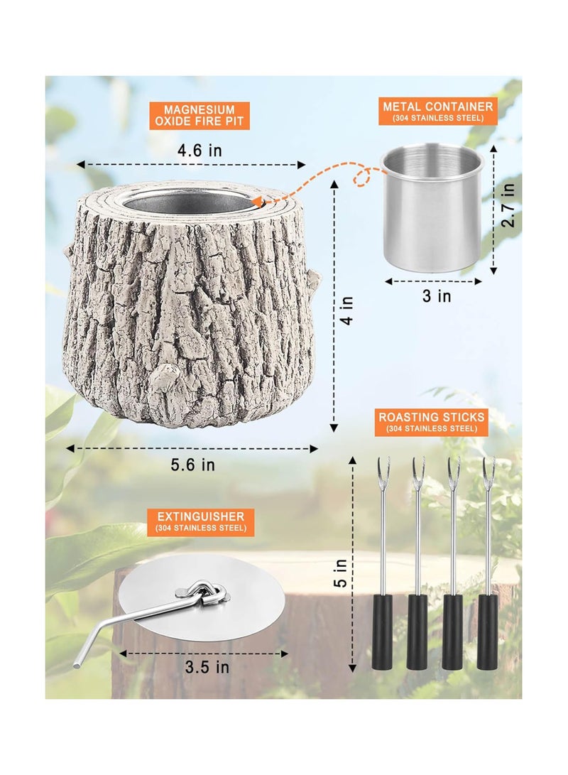 SOLARAE Tabletop Fire Pit Table Top Mini Fireplace, Portable Tree Stump Smores Maker, Smokeless & Odorless Firepit Bowl for Indoor, Outdoor, Camping, Outside, Garden, Patio, Decor Gift - Image 5
