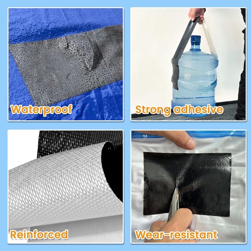 Tikfoam Waterproof Repair Tape for Fabric, Awning, RV Roof, Underbelly, Tarp, Tent, Sail and Boat Cover Outdoor Repair Patch, Heavy Duty, UVproof, Multipurpose Black - Image 3