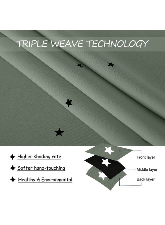 NICETOWN ستائر حضانة NICETOWN بتصميم نجوم مجوفة، ستائر خضراء حكيم بتصميم نجوم لغرفة الفتيات، ستائر سميكة وناعمة لتعتيم الغرفة للرضع، (عرض 52 × طول 63 بوصة، 2 لوحات) - Image 4