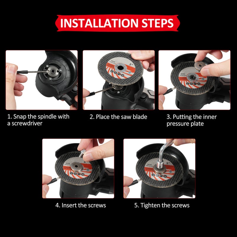 Cordless Angle Grinder 7000RPM Electric Grinding Tool Mini Grinder with 2Pcs 16.8V 2000mAh Battery and Grinding Disc for Cutting Polished Brick Wood Stone Steel - Image 2