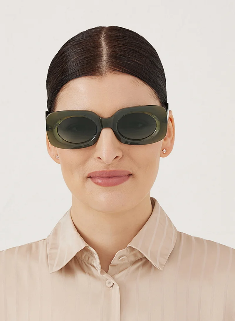 Blackout Duo,Women Sunglasses, Rectangle Sunglasses, UV Protection: UV400 (Green,Green)