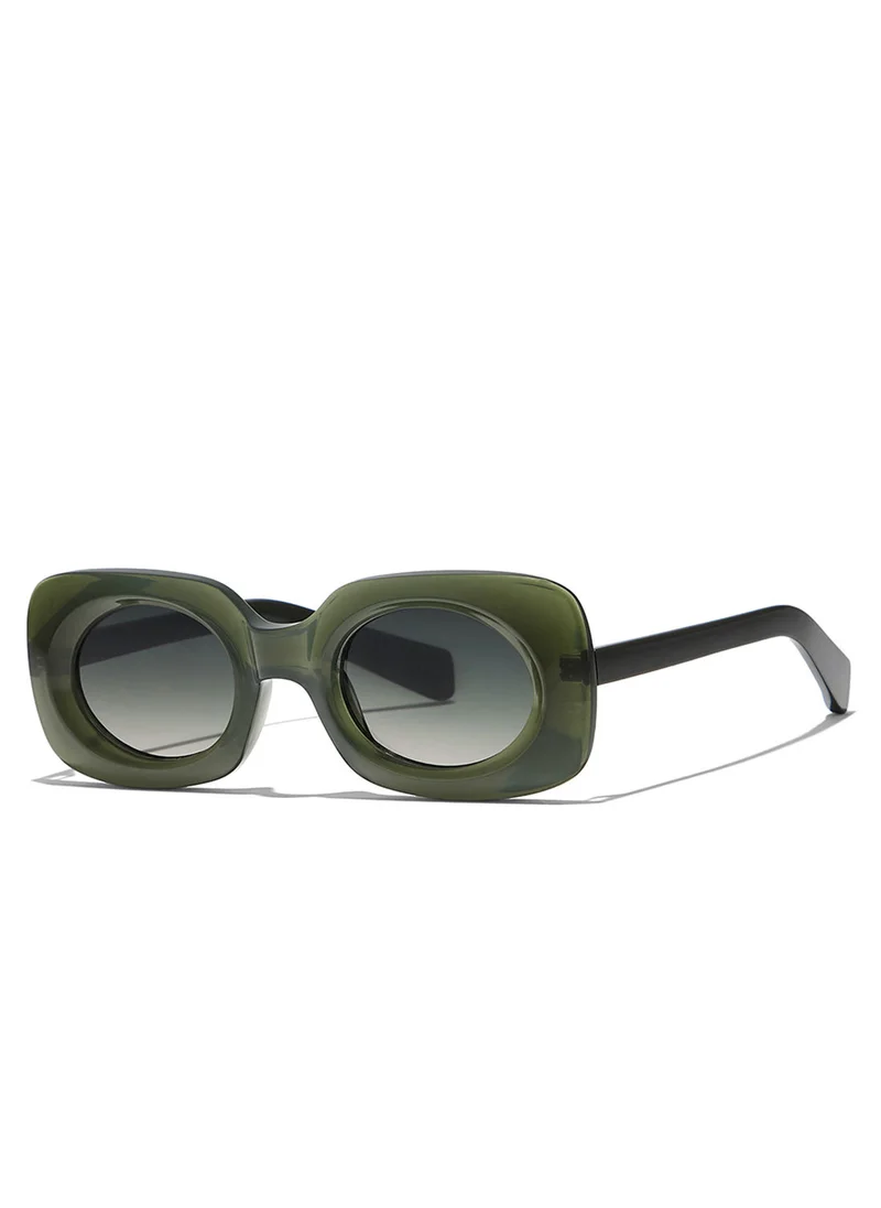 Blackout Duo,Women Sunglasses, Rectangle Sunglasses, UV Protection: UV400 (Green,Green)