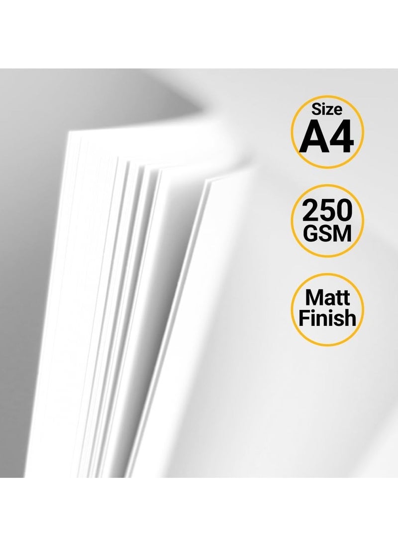 firstnock White Paper Card A4 250GSM 25 Sheets Matt Finish Paper Card Stock for Brochures, Flyers, Art Prints, Educational Materials, Invitations, Menus, DIY Projects Card Paper Blank White Cardstock  - Image 2