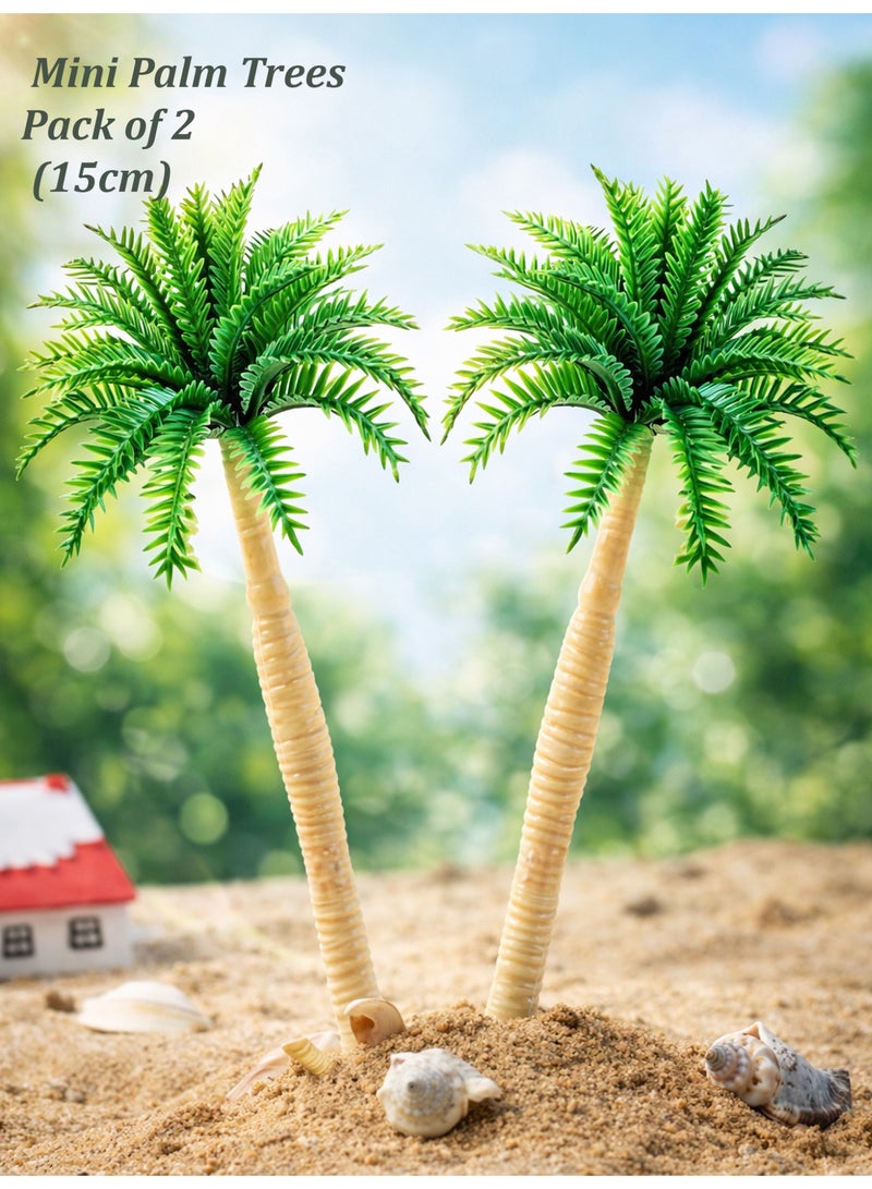 Miniature Palm Tree Model 15cm – Pack of 2 Plastic Mini Trees for DIY Crafts, Dioramas, Model Landscaping, Fairy Garden and Decorative Scenes - Image 1