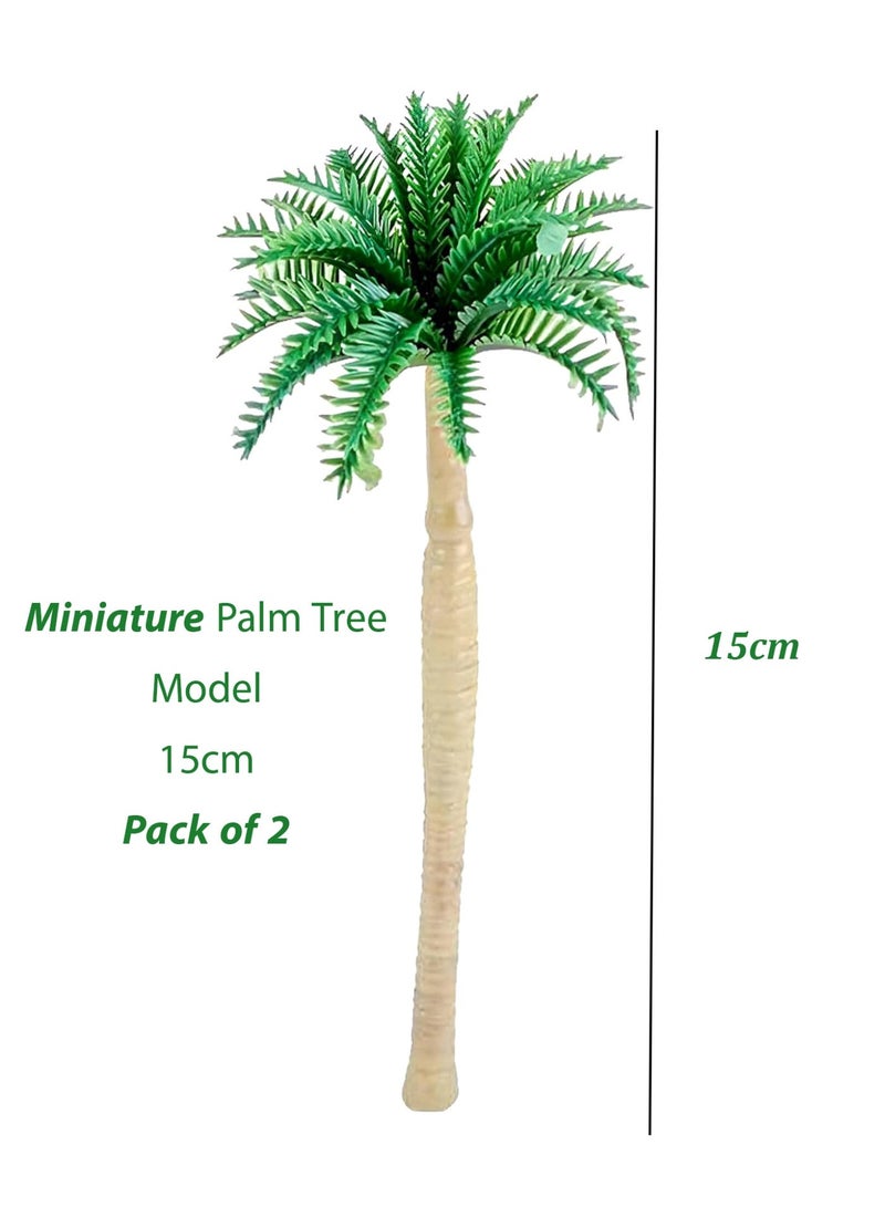 Miniature Palm Tree Model 15cm – Pack of 2 Plastic Mini Trees for DIY Crafts, Dioramas, Model Landscaping, Fairy Garden and Decorative Scenes - Image 2