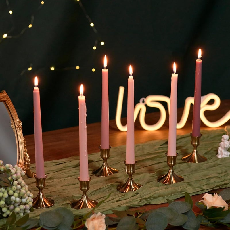 AGANS Willceka Gold Taper Candle Holder, Brass Candlestick Holders, Vintage Metal for Table Centerpieces Wedding Christmas Decor (Gold, 6 Pcs) - Image 5