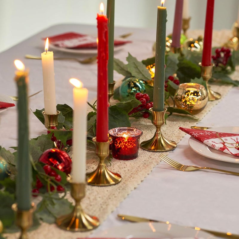 AGANS Willceka Gold Taper Candle Holder, Brass Candlestick Holders, Vintage Metal for Table Centerpieces Wedding Christmas Decor (Gold, 6 Pcs) - Image 4