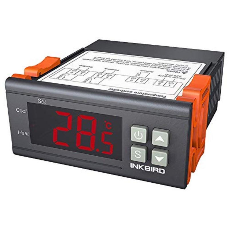ITC-1000 Temperature Controller Thermostat for HVAC applications, ABS plastic housing, black color, precise 0.1C temperature control with NTC sensor - Image 1