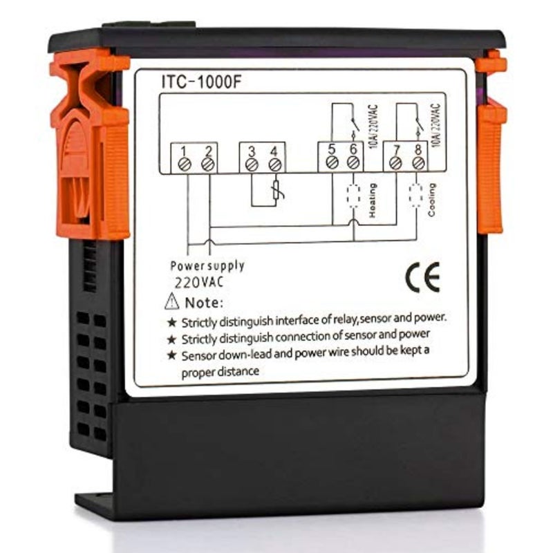 ITC-1000 Temperature Controller Thermostat for HVAC applications, ABS plastic housing, black color, precise 0.1C temperature control with NTC sensor - Image 3