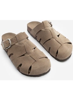MARJIN Women's Leather Closed Front Casual Olive Suede Slippers Yolis  - Image 3