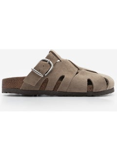 MARJIN Women's Leather Closed Front Casual Olive Suede Slippers Yolis  - Image 2