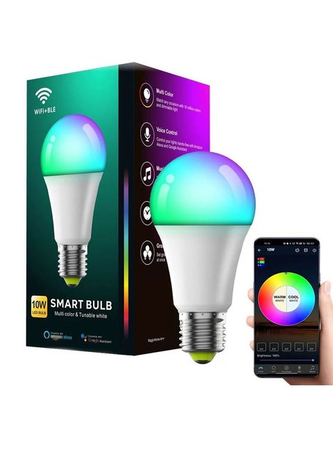 10W Smart Wi-Fi Bluetooth Bulb Works With Alexa Google Assistant and IFTTT With 16Millions Colors Dimmable Light 8 Different Modes Power Saving and Much More A Must Have Smart Gadget