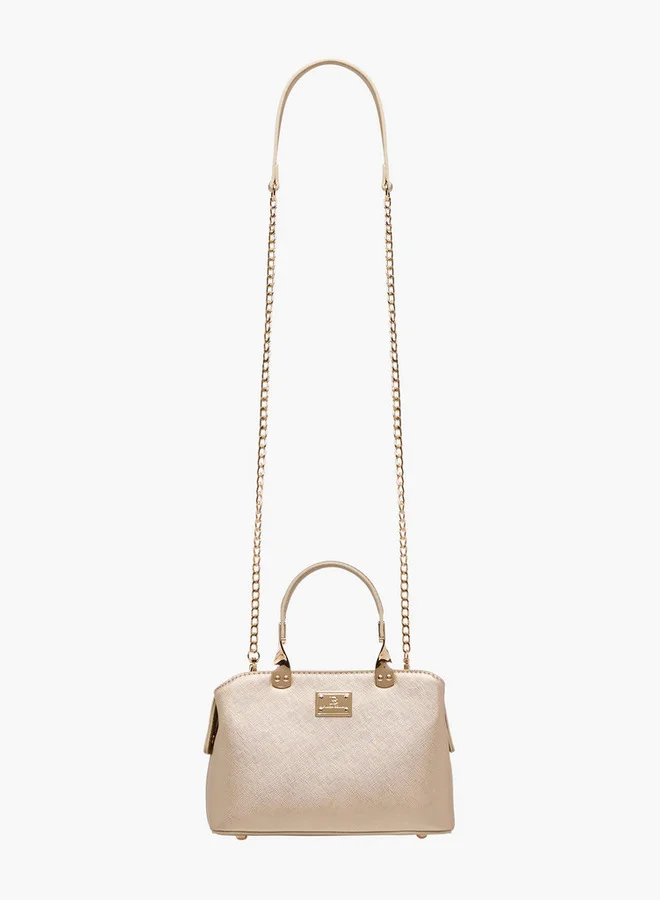 Flora Bella By Shoexpress Textured Tote Bag with Detachable Chain Strap and Zip Closure