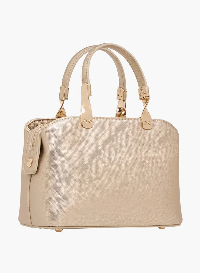Flora Bella By Shoexpress Textured Tote Bag with Detachable Chain Strap and Zip Closure