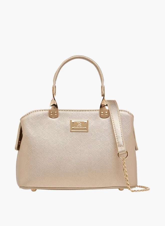 Flora Bella By Shoexpress Textured Tote Bag with Detachable Chain Strap and Zip Closure