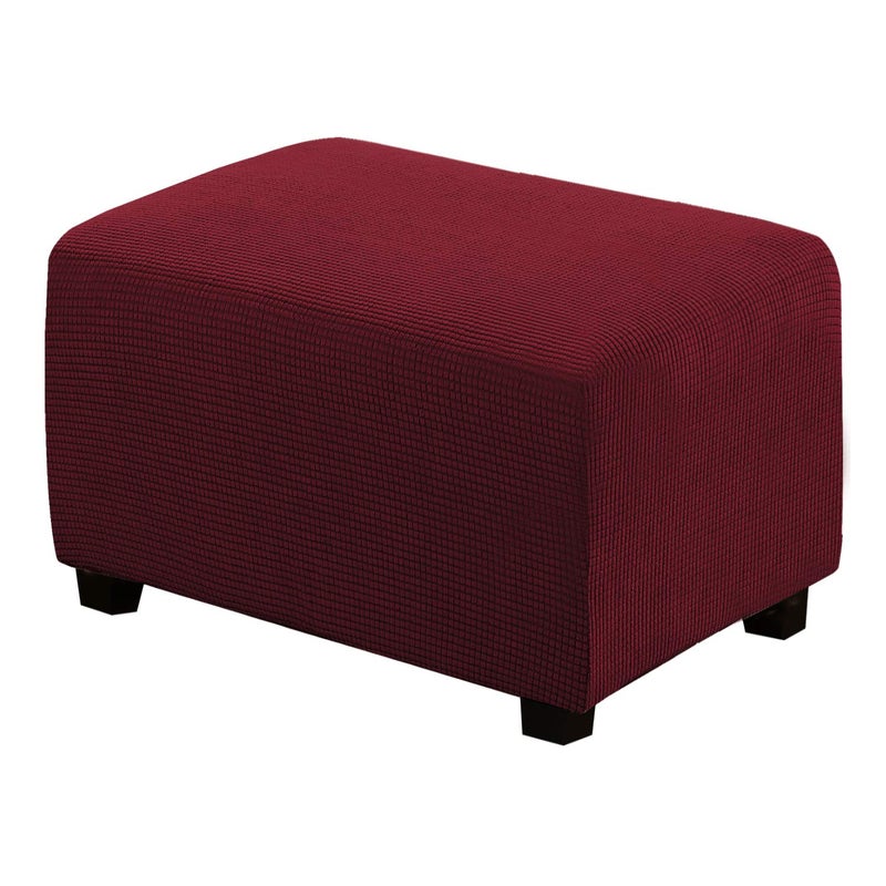 HVERSAILTEX Ottoman Cover Slipcover Rectangle Fit Length 2934 Footrest Sofa Slipcovers Stool Cover Footstool Protector Covers Feature Stretch Soft Jacquard Fabric Removable Washable Burgundy