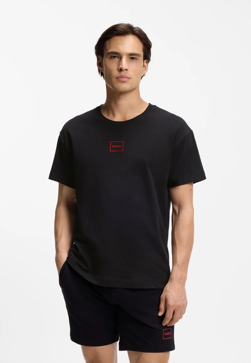HUGO Stretch-cotton T-shirt with logo print