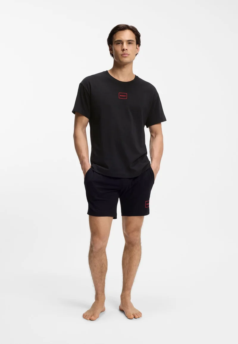 HUGO Black Stretch-cotton T-shirt with logo print for Men | Best Price UAE
