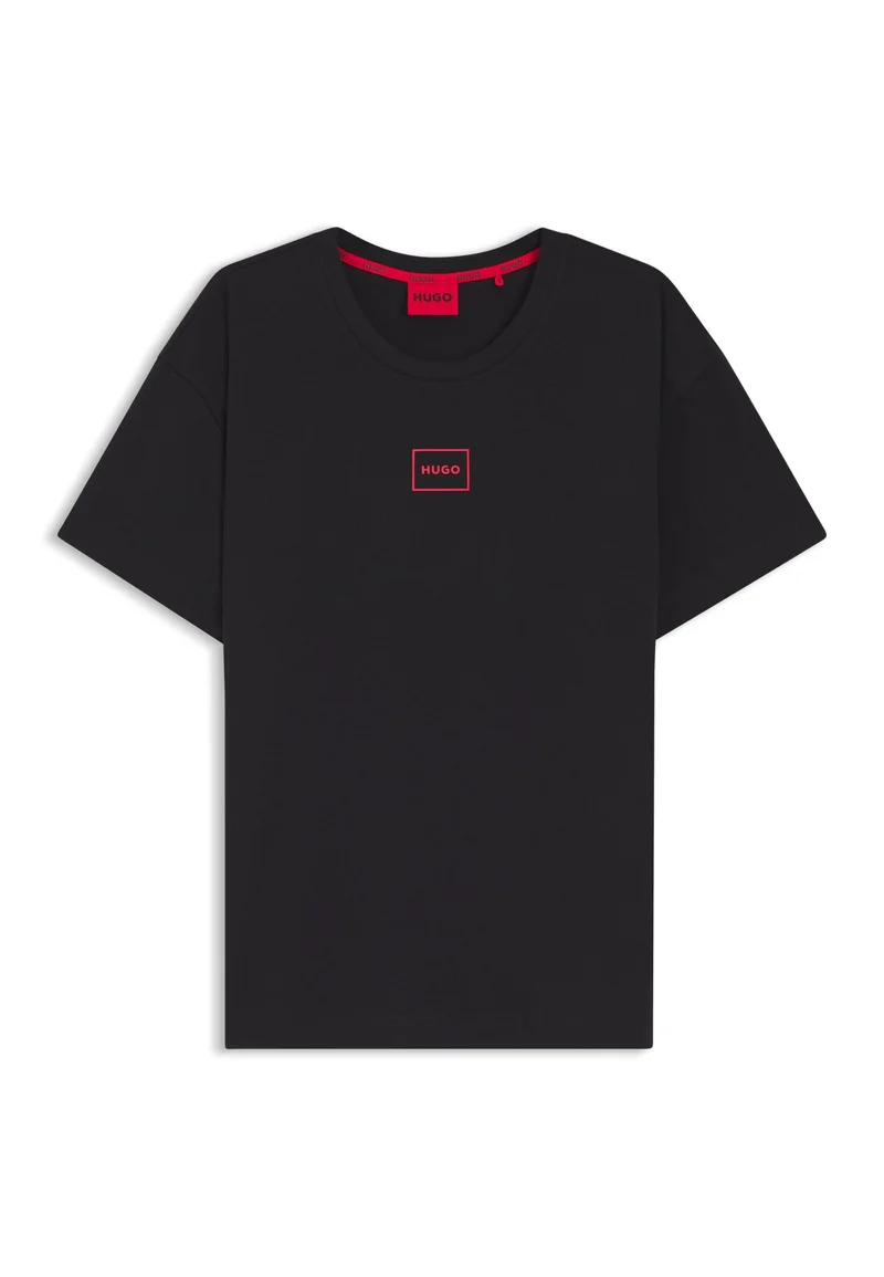 HUGO Black Stretch-cotton T-shirt with logo print for Men | Best Price UAE