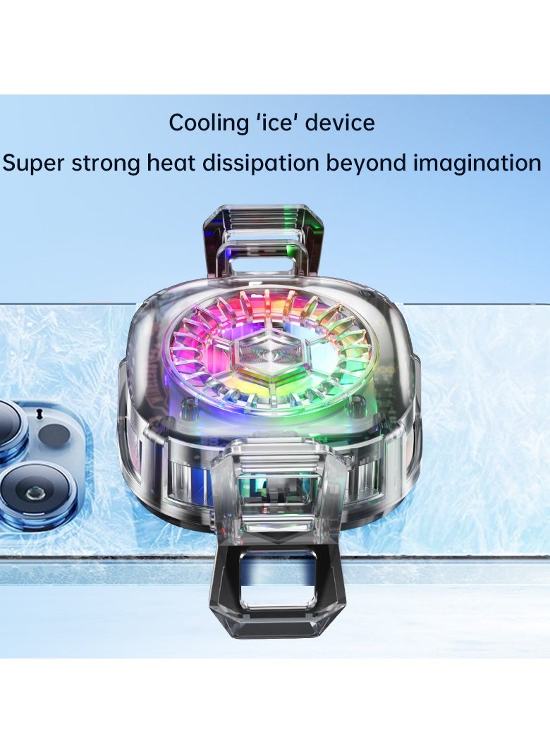 Magnetic mobile phone cooler, iPad mobile phone cooling fan with semiconductor cooling chip, universal mobile phone radiator suitable for Tiktok live broadcast, outdoor Vlog, mobile games； For universal iPhone/Android smartphones