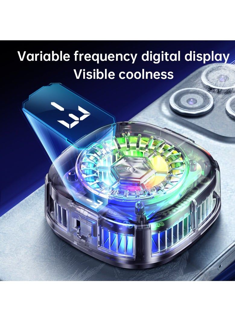 Magnetic mobile phone cooler, iPad mobile phone cooling fan with semiconductor cooling chip, universal mobile phone radiator suitable for Tiktok live broadcast, outdoor Vlog, mobile games； For universal iPhone/Android smartphones