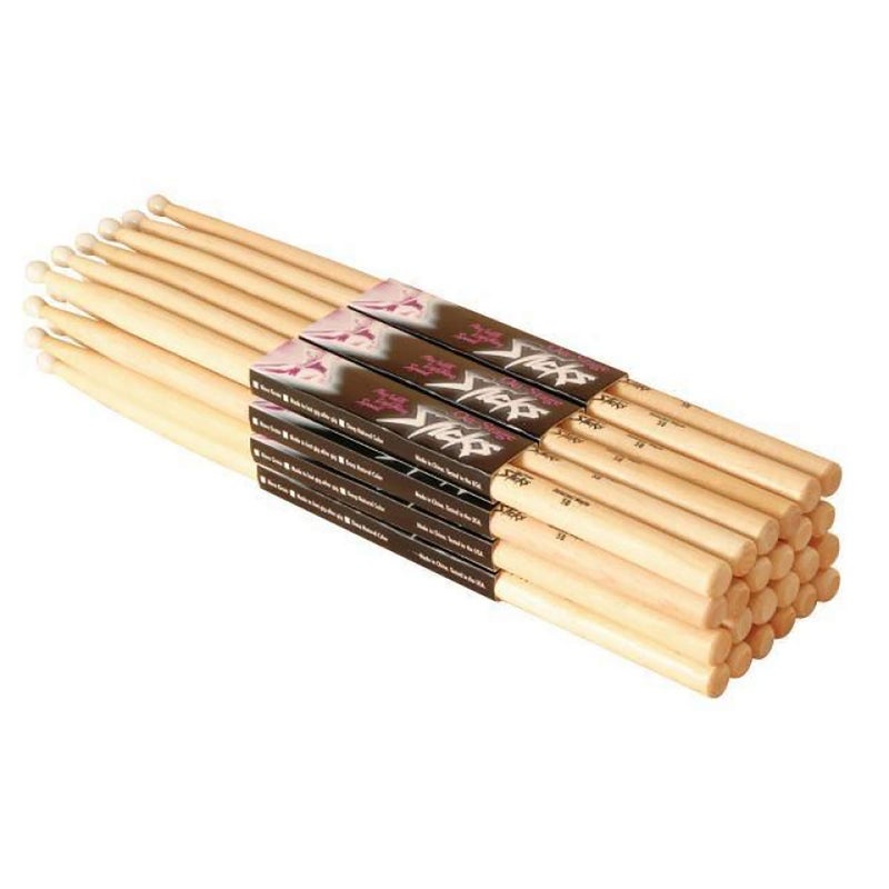 On-Stage Hickory 5A Nylon Tip Drumsticks, 12 Pairs