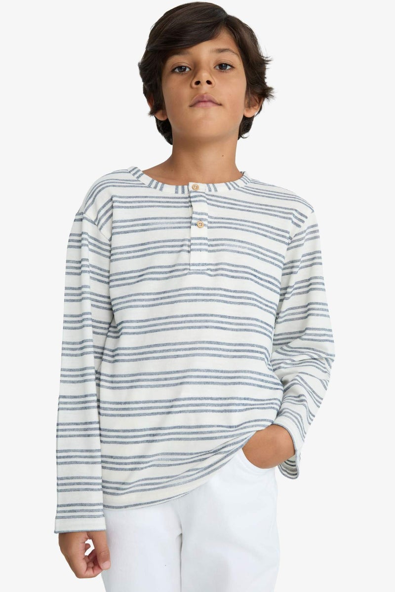 DeFacto Boy Crew Neck Striped Sweatshirt - Image 4