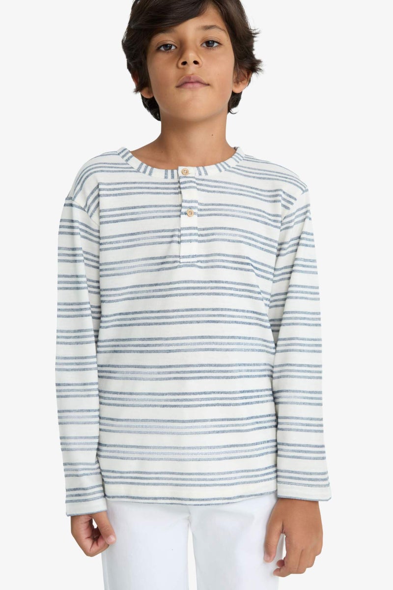DeFacto Boy Crew Neck Striped Sweatshirt - Image 1