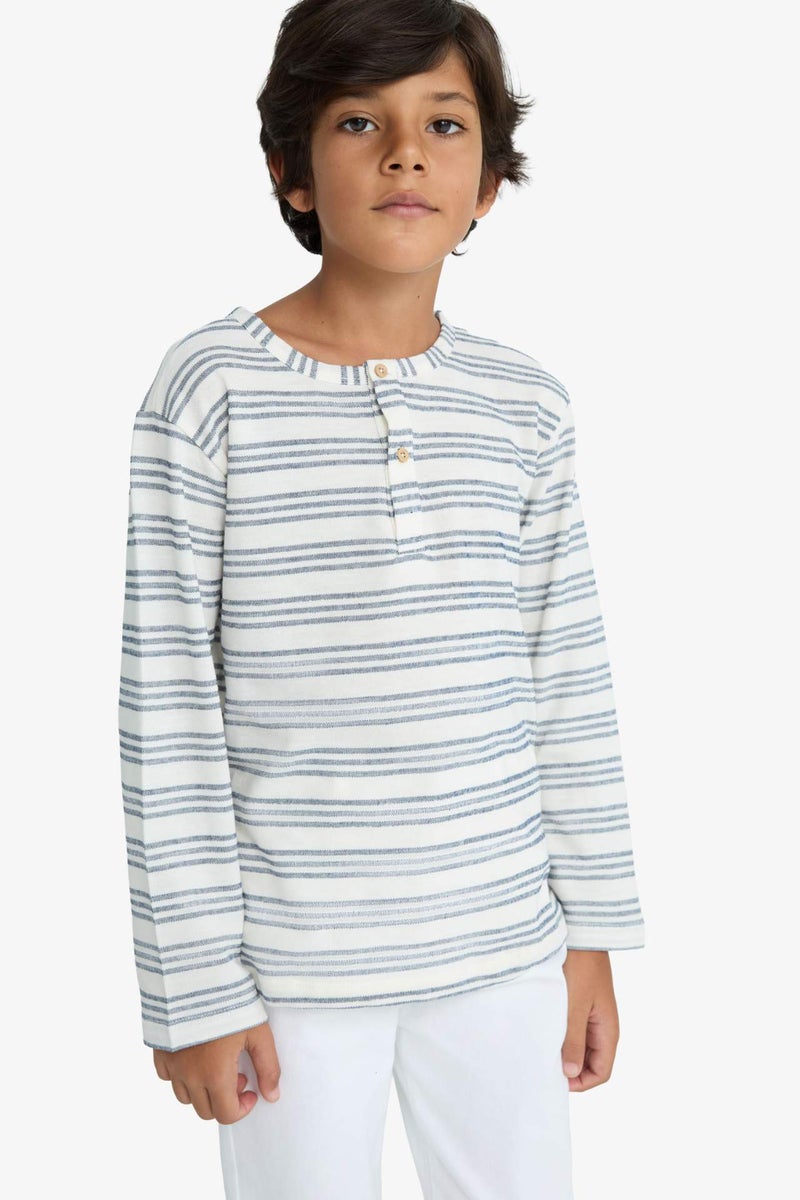 DeFacto Boy Crew Neck Striped Sweatshirt - Image 3