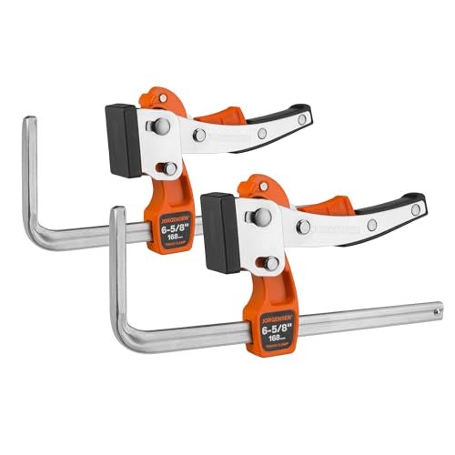Jorgensen 658 Ratcheting Table Clamps Quick Release Track Saw Clamps Guide Rail Clamp for MFT Table and Guide Rail System 278 Throat Depth 400lbs Load Limit 2 Pack - Image 1