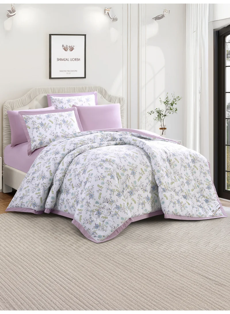 Doona Bedding Comforter Set, Fits 200×200 cm King Size Bed – 6 Pcs Reversible Printed Design – 350 GSM All-Season Comforter – Premium Brushed Microfiber