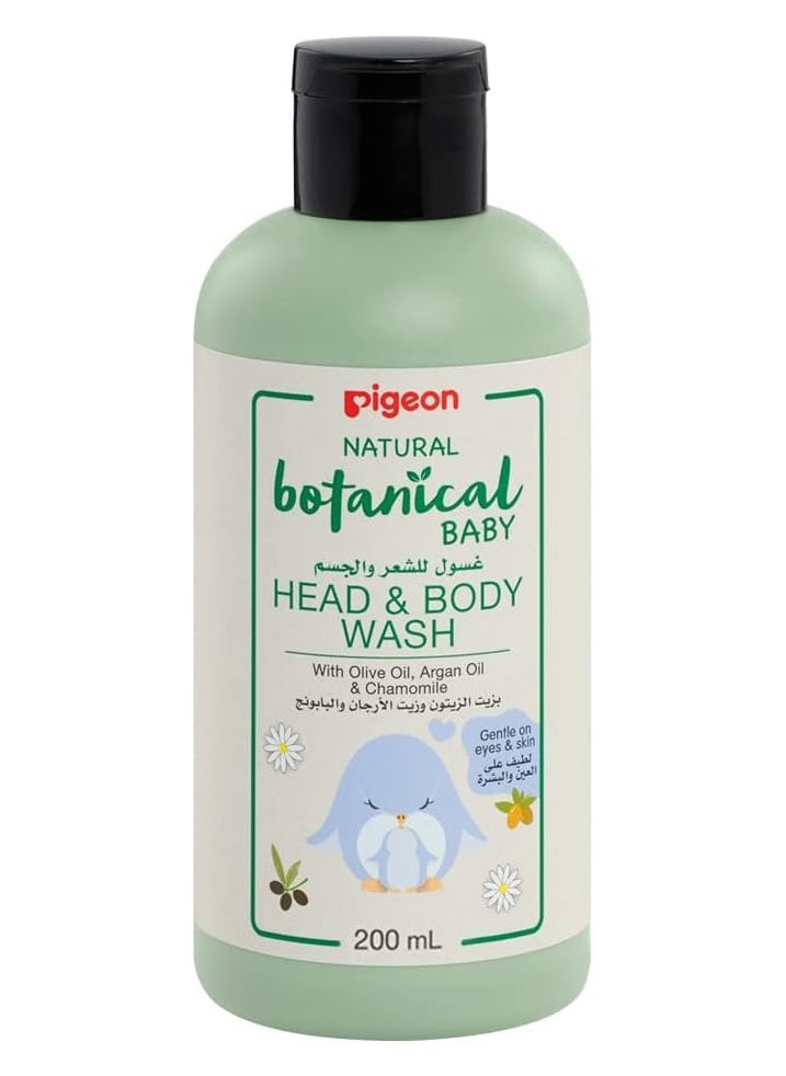 pigeon Botanical Head & Body Wash 200 ml. Nourish baby's scalp and leave their hair soft, shiny and smooth Contains argan, olive and chamomile extracts. 