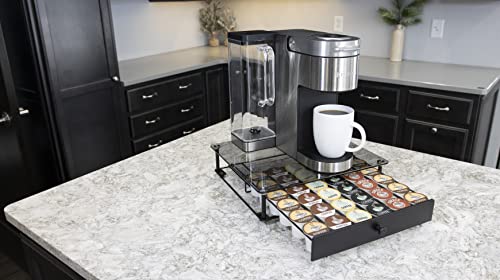 Nifty Solutions Nifty Rolling Coffee Pod Drawer – Tempered Glass, Black, Compatible with K-Cups, 36 Pod Pack Holder, Compact Under Coffee Pot Storage Drawer, Slim Home Kitchen Counter Organizer - Image 3