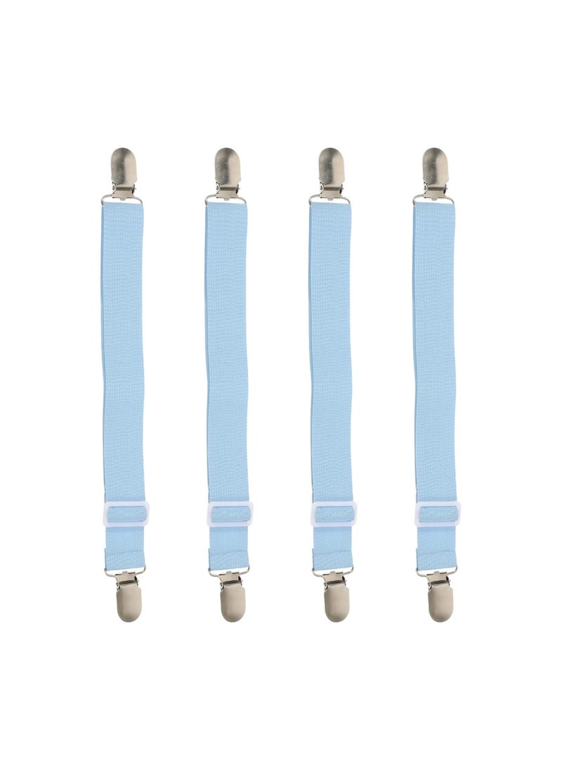 Generic - Bed Sheet Holder Strap Fastener, 4pcs Adjustable Mattress Sheets Holder Clips Sheet Fastener Sheet Corner Holder Elastic Band Sheet Suspender Gripper Blue - Image 1