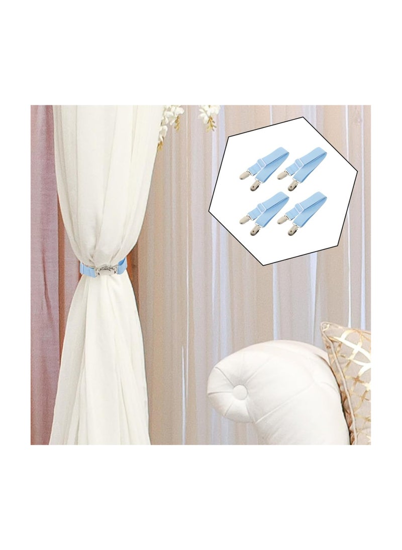 Generic - Bed Sheet Holder Strap Fastener, 4pcs Adjustable Mattress Sheets Holder Clips Sheet Fastener Sheet Corner Holder Elastic Band Sheet Suspender Gripper Blue - Image 1