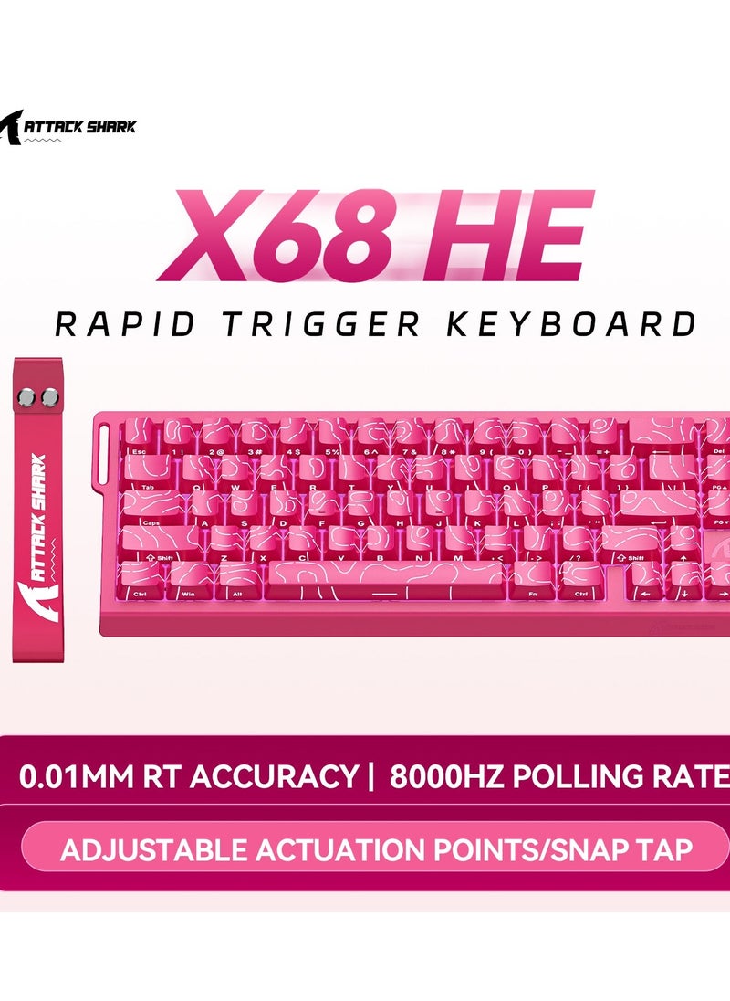 Attack Shark X68 HE Rapid Trigger Mechanical Gaming Keyboard 60% Wired TKL with Adjustable Actuation,Hall Effect Magnetic Switch,8KHz Polling Rate,RGB Backlit,Top Mount,Side Printed Keycap  - Image 2