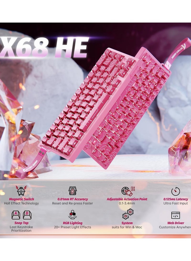 Attack Shark X68 HE Rapid Trigger Mechanical Gaming Keyboard 60% Wired TKL with Adjustable Actuation,Hall Effect Magnetic Switch,8KHz Polling Rate,RGB Backlit,Top Mount,Side Printed Keycap - Image 2