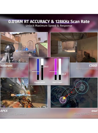 لوحة مفاتيح الألعاب الميكانيكية X68 HE Rapid Trigger 60% سلكية TKL مع تشغيل قابل للتعديل، مفتاح مغناطيسي بتأثير هول، معدل استطلاع 8 كيلو هرتز، إضاءة خلفية RGB، تثبيت علوي، غطاء مفتاح مطبوع جانبيًا - view 3