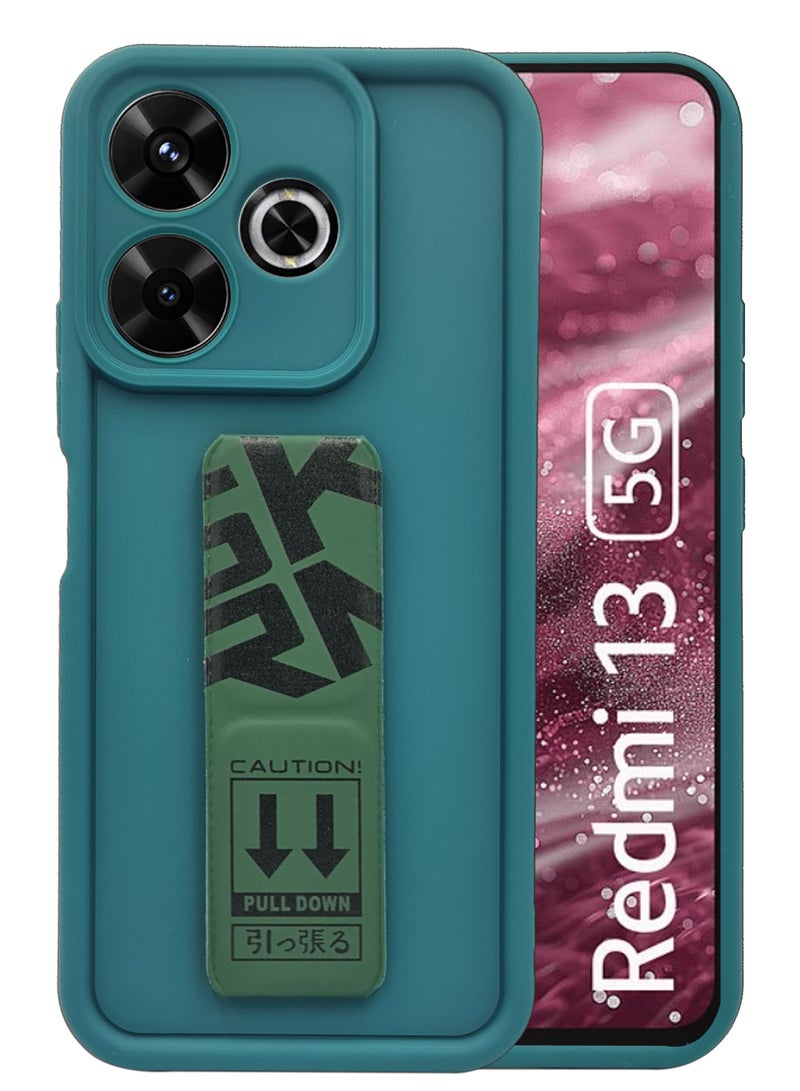 حافظة سيليكون صلبة أنيقة مع مقبض يد وحماية إضافية لهاتف Redmi 13 5G - أخضر - Image 1