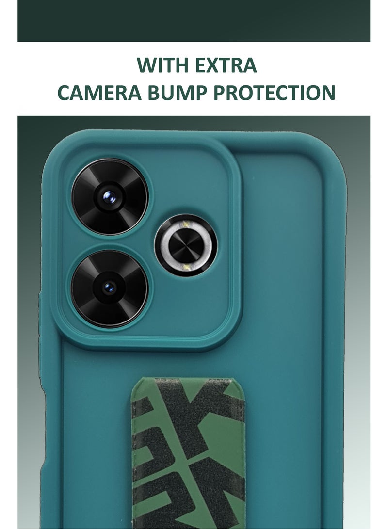 حافظة سيليكون صلبة أنيقة مع مقبض يد وحماية إضافية لهاتف Redmi 13 5G - أخضر - Image 3