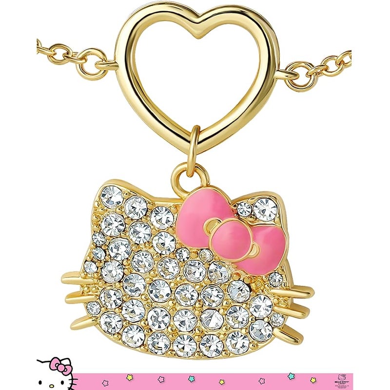 SALLY ROSE Hello Kitty Pave Crystal Charm Bracelet for Women, 6.75+1 18k Gold Flash-Plated Official License Hello Kitty Bracelet - Image 4