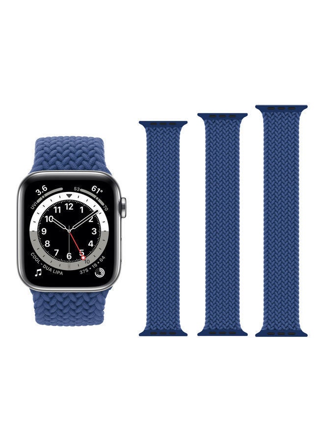 NIBEMINENT 3-Piece Replacement Band For Apple Watch Series 1/2/3/4/5/6/SE 38/40mm Atlantic Blue - Image 2